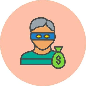 Robbery Line Filled Circle Icon Stock-Illustration
