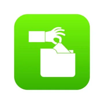 Robbery secret data in folder icon digital green Stock Illustration