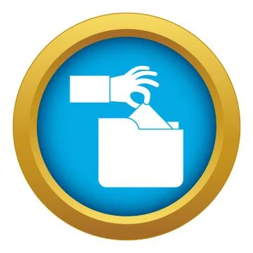 Robbery secret data in folder icon blue vector isolated Stock Illustration