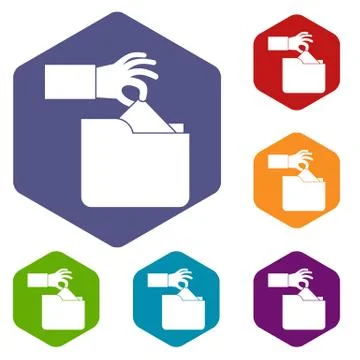 Robbery secret data in folder icons set Stock Illustration