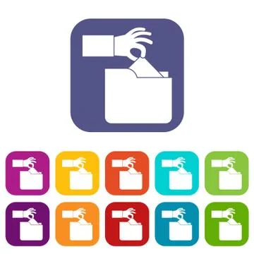 Robbery secret data in folder icons set Stock Illustration
