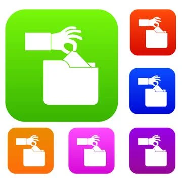 Robbery secret data in folder set collection Stock Illustration