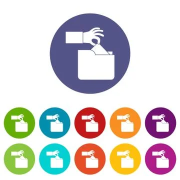 Robbery secret data in folder set icons Stock Illustration