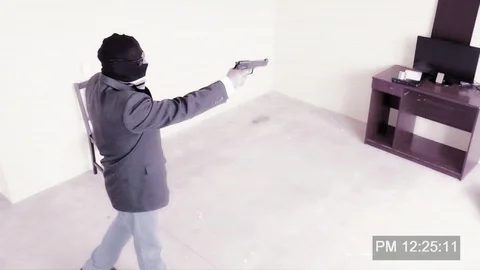 Robbery. Video surveillance camera simulation Stock Footage 111385724