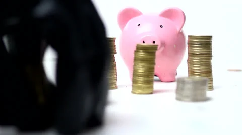 Robbing the piggy bank Stock Footage