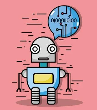 Robbot technology with chat bubble code Stock Illustration
