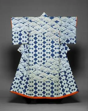 Robe (Kosode) with Pines and Interlocking Squares second half of the 18th c.. 스톡 사진