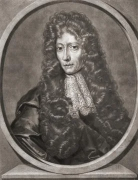Robert Boyle, 1627 - 1691. Anglo-Irish chemist, natural philosopher, physicist a Stock Illustration