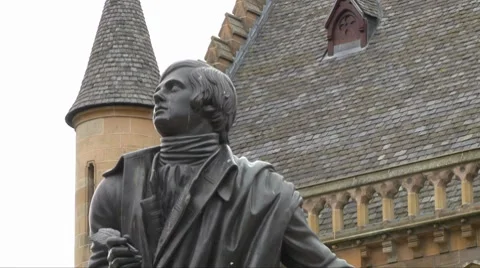 Robert Burns Statue Stock Footage 8359178