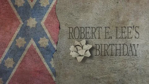 Robert E Lee birthday  Flag Wall and Ribbon Stock Illustration