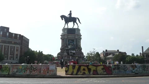 Robert E. Lee Monument After Protest Stock Footage 134487305