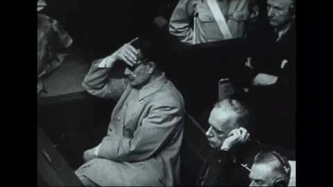 Robert H. Jackson delivers speech on Nuremberg trial - 1945 Stock Footage 105508357
