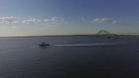 Robert Moses Bridge - Fire Island - Long Island - NY - Sundown 2 Stock Footage 77702891