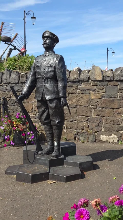 Robert Quigg VC Sculpture with Flags Stock-Footage 315104717