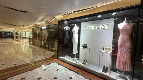 Roberto Cavalli Store at Metropole Monte-Carlo - Static and Pan Stock Footage 346562792