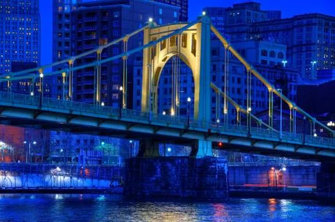 Roberto clemente bridge at night 写真素材