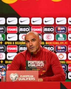   Roberto Martinez , treinador da Selecao Portuguesa de Futebol na ConferÃ.. Stock Photos