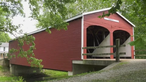 Roberts Covered Bridge in Preble County Ohio Stock Footage 263962897