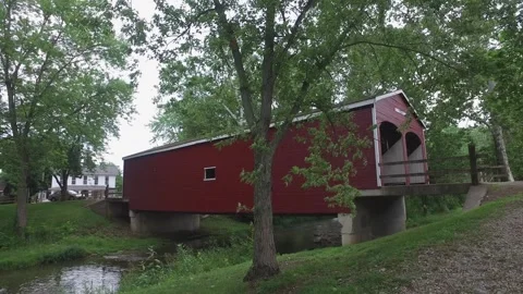 Roberts Covered Bridge in Preble County Ohio Stock Footage 263972607