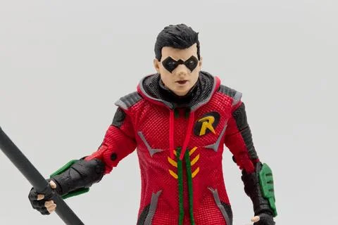Robin action figure, the iconic DC Comics character, isolated on white Stock-Fotos