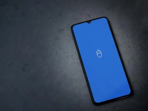 Robin app launch screen with logo on the display of a black mobile smartphone Stock Photos