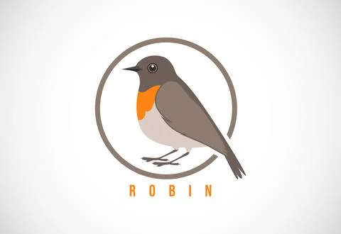 Robin bird in a circle. Robin bird logo design template vector illustration Stock Illustration