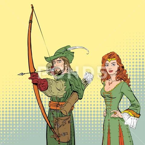 Robin Hood aiming on target. Medieval legends. Heroes of medieval ...