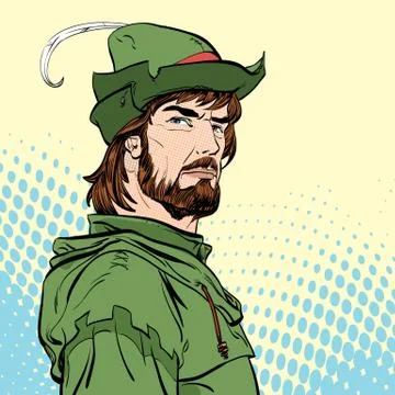 Robin Hood. Defender of weak. Medieval legends. Heroes of medieval legends Stock Illustration