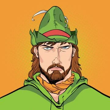 Robin Hood. Defender of weak. Medieval legends. Heroes of medieval legends Stock Illustration
