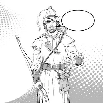 Robin Hood. Defender of weak. Medieval legends. Heroes of medieval legends Stock Illustration