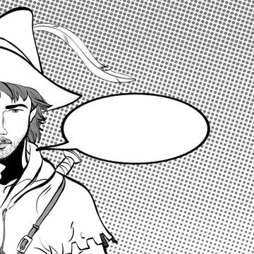 Robin Hood in a hat with feather. Defender of weak. Medieval legends. Heroes of Stock Illustration