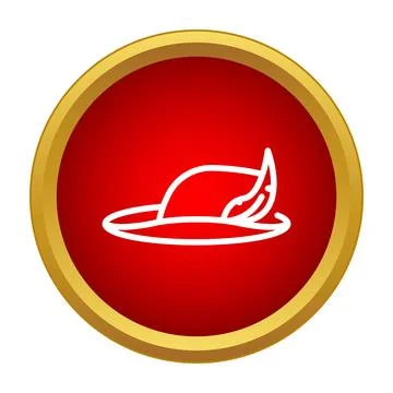 Robin hood hat with feather outline icon Stock Illustration