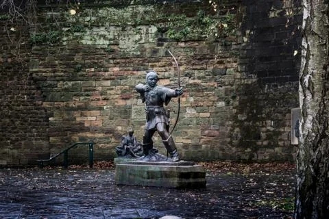 Robin Hood statue Stockfoto's