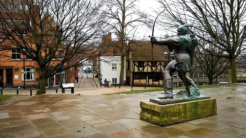 Robin Hood statue timelapse, Nottingham Видео 129834405