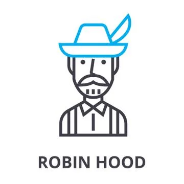 Robin hood thin line icon, sign, symbol, illustation, linear concept, vector Stockillustratie