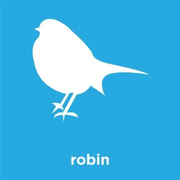 Robin icon isolated on blue background Stock Illustration