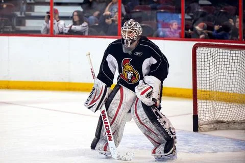Robin Lehner in nets for Ottawa Senators training camp Stock Photos