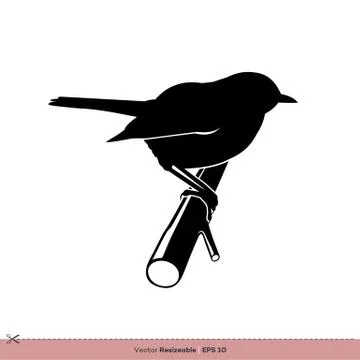 Robin, Sparrow - Bird Silhouette Vector Logo Template Illustration Design. Vecto Stock Illustration