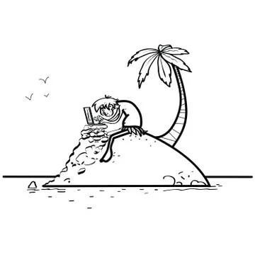 Robinson with a laptop Stock Illustration