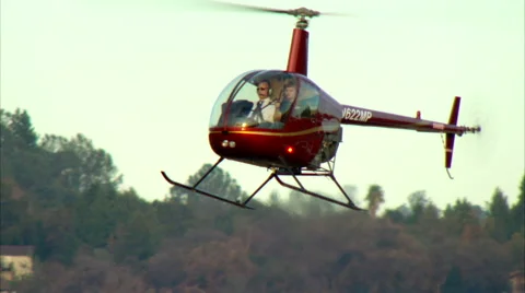 Robinson R-22 Helicopter Hover Stock Footage 41781681