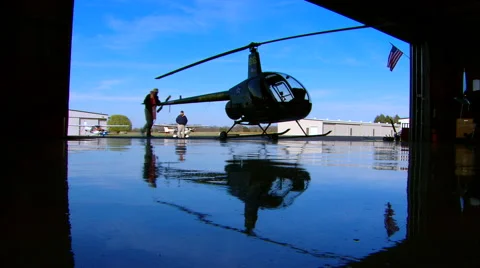 Robinson R22 Hangared Stock Footage 60739751