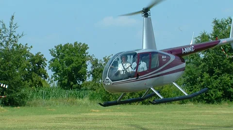 Robinson R44 helicopter take off Video stock 33721379