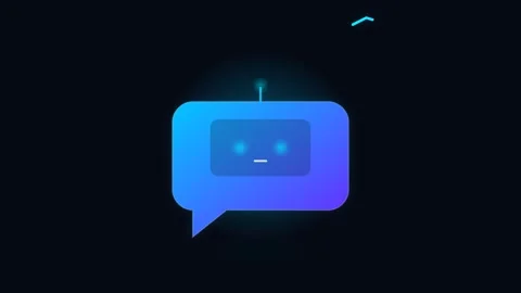 Robo-Advisor Chatbot Icon with Pulsing Glow and Animated Financial Growth Gra Видео 346130776