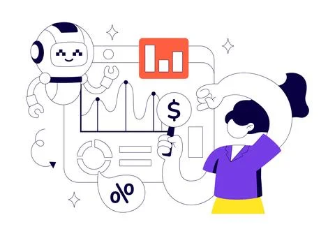 Robo Advisory Services Vector Illustration Featuring AI Powered Financial P.. イラスト素材