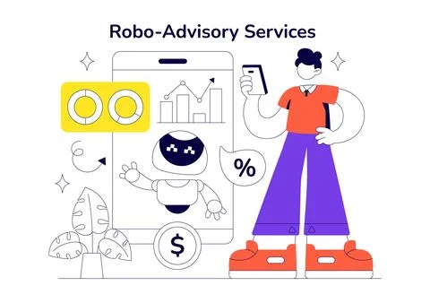 Robo Advisory Services Vector Illustration Featuring AI Powered Financial P.. イラスト素材