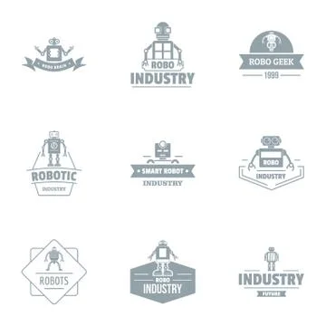 Robo industry logo set, simple style Stockillustratie