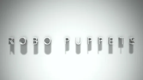 Robo puppets 3D title animation white text on a white background Stock Footage 299824665
