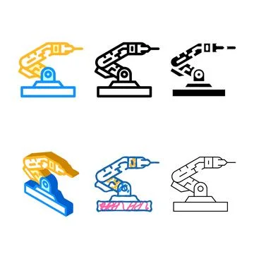 Robohand technology color icon set vector Stock Illustration