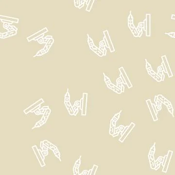 Robohand technology line vector seamless pattern Stock Illustration