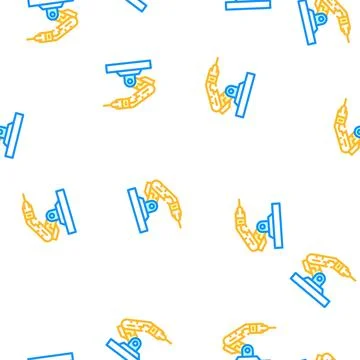 Robohand technology vector seamless pattern Stock Illustration